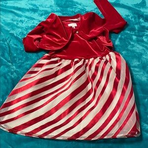The Children's Place Red White Striped Dress add matching Bolero bow included